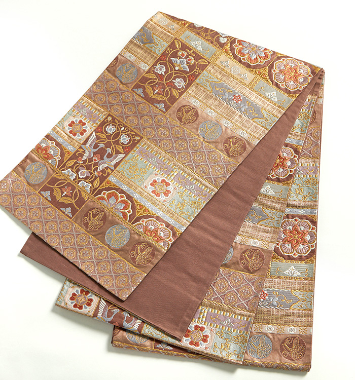 茶色の絹製袋帯 仕立て上がり】正絹 袋帯 中古品 No.5ZH-1545-00の通販｜きもの365