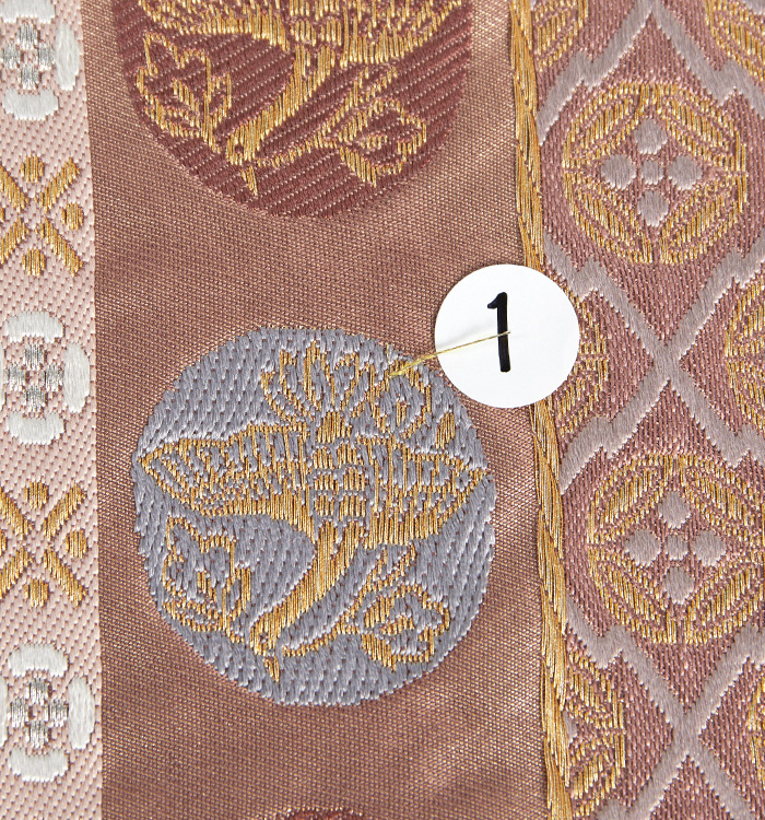 茶色の絹製袋帯 O0528A 袋帯 女性用着物 シルク（正絹） 茶色 花 【中古】 【USED