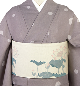 おりびと-織美桐- 正絹半巾帯 はす No.5ZH-1594-00