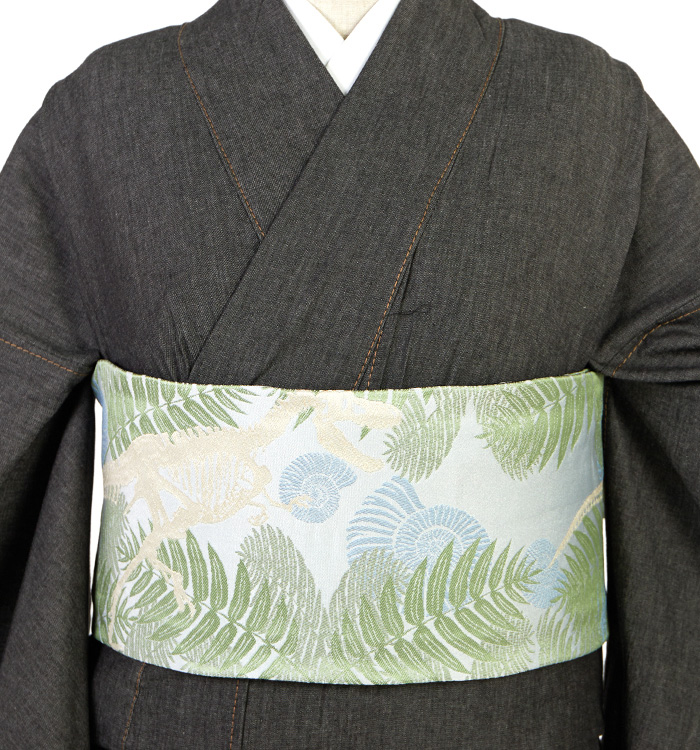 【新品未使用タグ付】おりびと半幅帯 恐竜 ティラノサウルス アンモナイト モダン 楽天市場】恐竜 半幅帯の通販