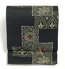 未仕立て】西陣織 黒共九寸帯 喪服用帯 No.5ZH-0956-00の通販｜きもの