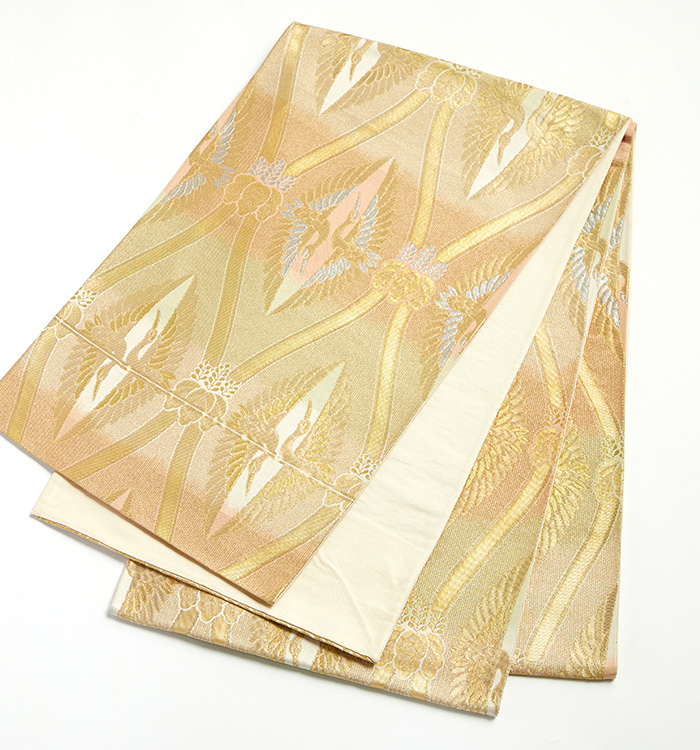 中古品 振袖用　袋帯 440cm クリーム系 正絹 古典 上品 美品 仕立て上がり】正絹 振袖用袋帯 中古品 No.5ZH-1690-00の通販｜きもの