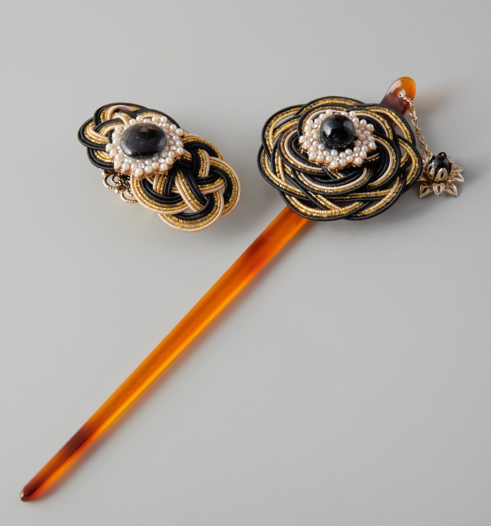 水引 帯留めと簪セット 黒 No.5ZN-0218-02の通販｜きもの365