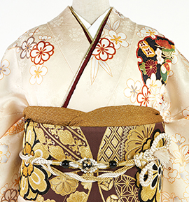 振袖用帯揚 正絹 金通し No.5ZU-0187-90