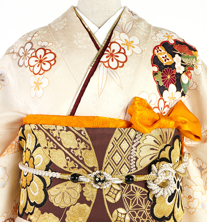 振袖用帯揚 正絹 地紋更紗 No.5ZU-0188-12