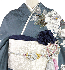 振袖用帯揚 正絹 地紋更紗 No.5ZU-0188-15