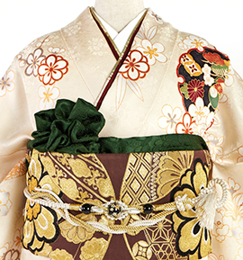 振袖用帯揚 正絹 地紋更紗 No.5ZU-0188-30