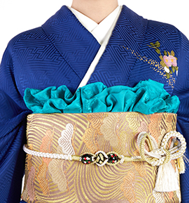 振袖用帯揚 正絹 地紋更紗 No.5ZU-0188-40