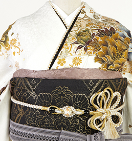 振袖用帯揚 正絹 地紋更紗 No.5ZU-0188-60