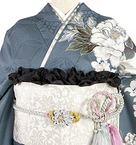 振袖用帯揚 正絹 地紋更紗 No.5ZU-0194-00