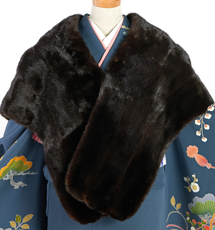 中古品】Malvoisie BLACKGLAMA ミンクファーショール No.5ZX-0004-00の