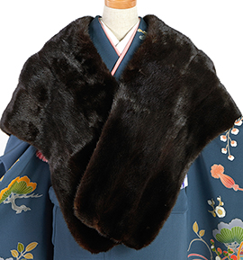 中古品】Malvoisie BLACKGLAMA ミンクファーショール No.5ZX-0004-00の