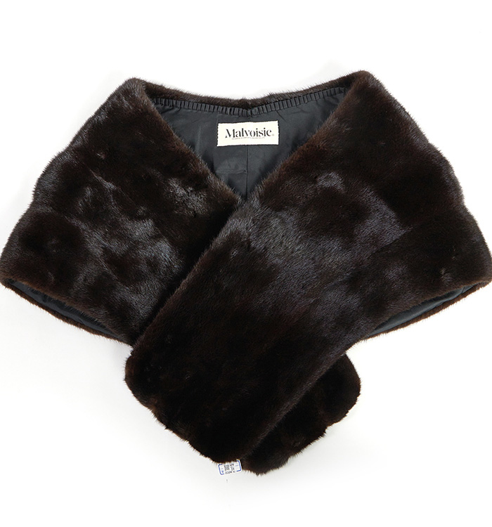 中古品】Malvoisie BLACKGLAMA ミンクファーショール No.5ZX-0004-00の