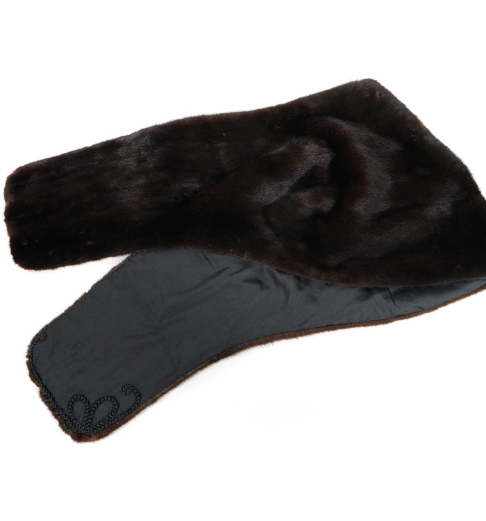 中古品】Malvoisie BLACKGLAMA ミンクファーショール No.5ZX-0004-00の