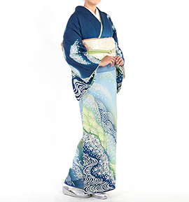 青・紺の訪問着で人気・おすすめ商品｜着物レンタル・通販【きもの365】
