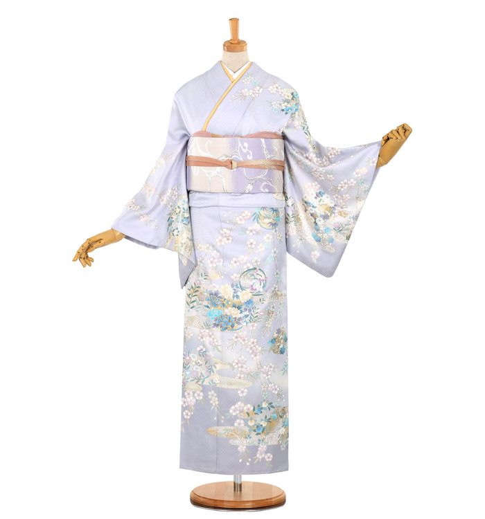 単衣_訪問着〔淡ベージュ〕｜着物レンタルあき (来店着付け無料
