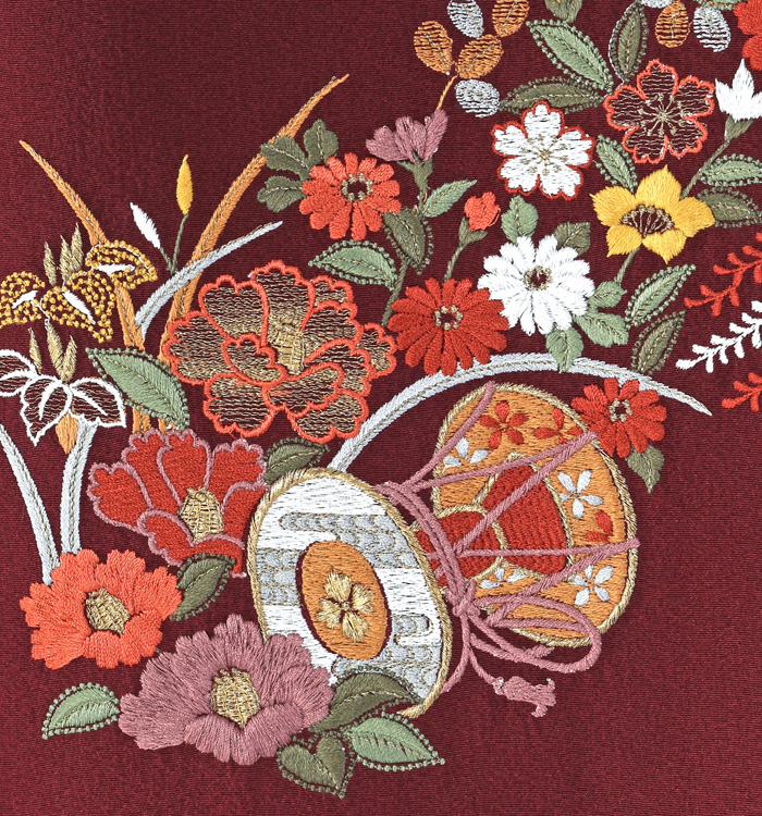 753 着物 花柄 アンティーク　刺繍 総刺繍 訪問着 No.AA-3242-Mサイズのレンタル｜きもの365
