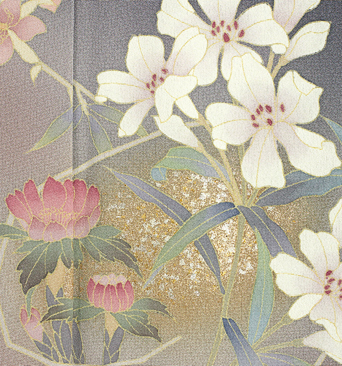 A149愛華 訪問着　アイボリー　刺繍　花柄　美品　身丈163cm 一つ紋訪問着 No.AA-4497-Sサイズのレンタル｜きもの365