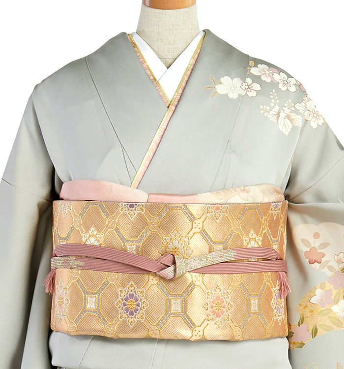 一つ紋入りの上質な訪問着袷着物 大島紬 仙太織物 一つ紋訪問着 No.AD-4532-Sサイズのレンタル