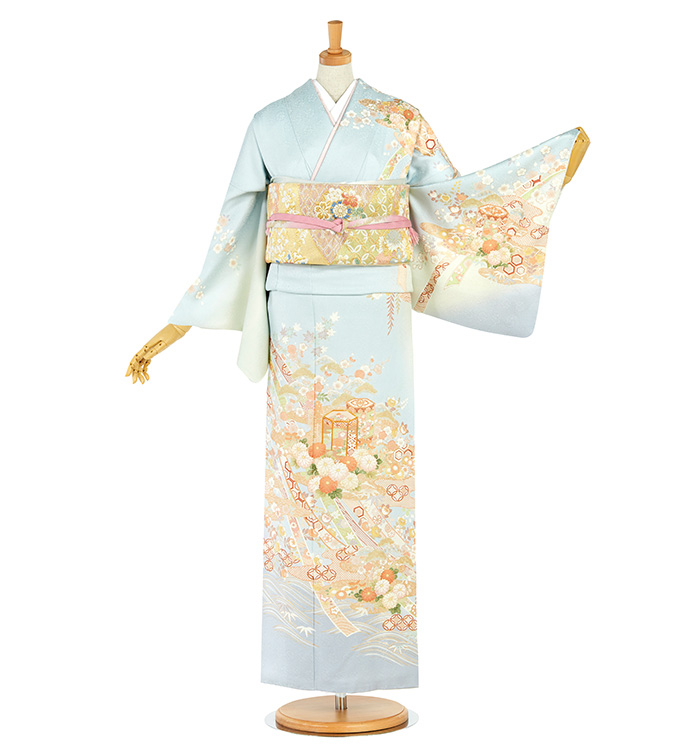 ア*コ様 未使用　新品　美品　縮緬　作家　紋付き　訪問着　フルセット　着物帯帯締 訪問着 No.AA-4691-トール-LLサイズのレンタル｜きもの365