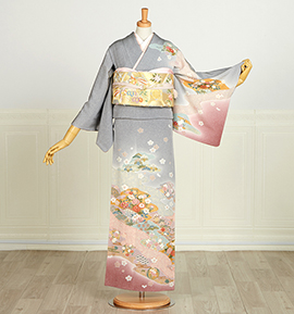 ☆専用☆美品 正絹 着物 金通し“松竹梅やまんじゅう菊”訪問着O-38 正絹訪問着松竹梅