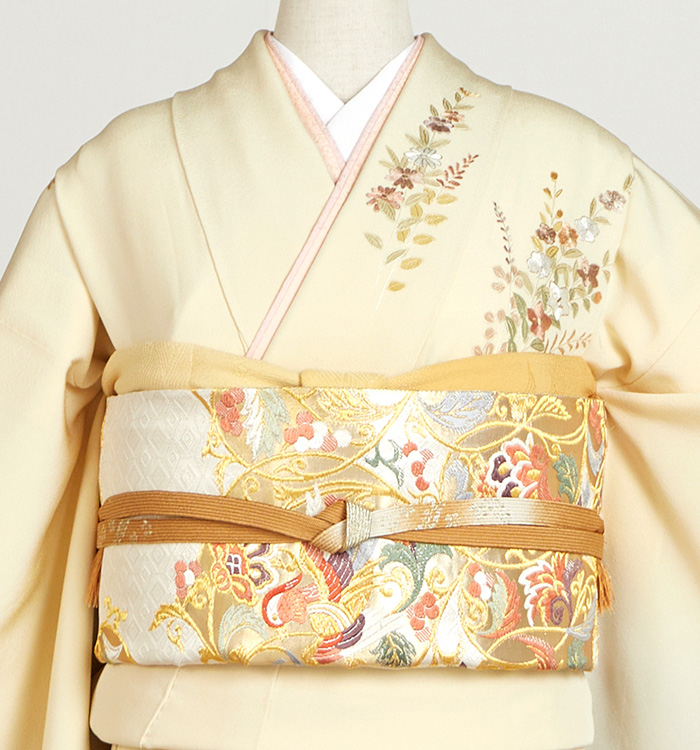 「縁」157ｃｍ～164ｃｍ 紋意匠 刺繍 絞り 訪問着 正絹 Ｂ９４６ 刺繍 一つ紋訪問着 No.AA-5127-Sサイズのレンタル｜きもの365
