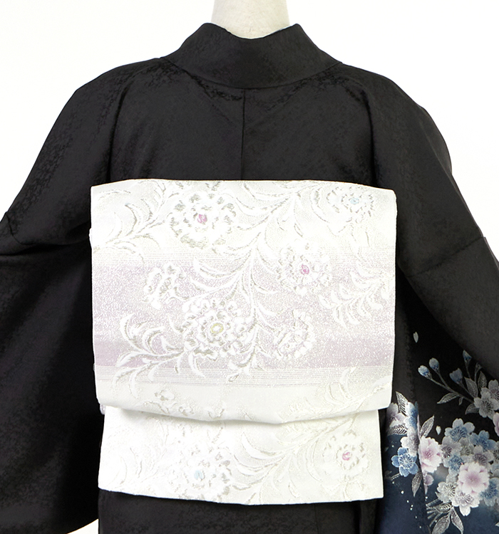 ア*コ様 未使用　新品　美品　縮緬　作家　紋付き　訪問着　フルセット　着物帯帯締 H.L（アッシュ・エル） 訪問着 5点セット 洗える ピンク紫ぼかし地