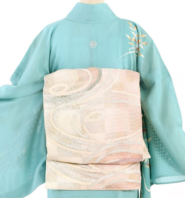 夏着物 絽 裄66 一つ紋 上品な赤地 色無地 正絹 T-6300 000000053187_vyiuydz.jpg