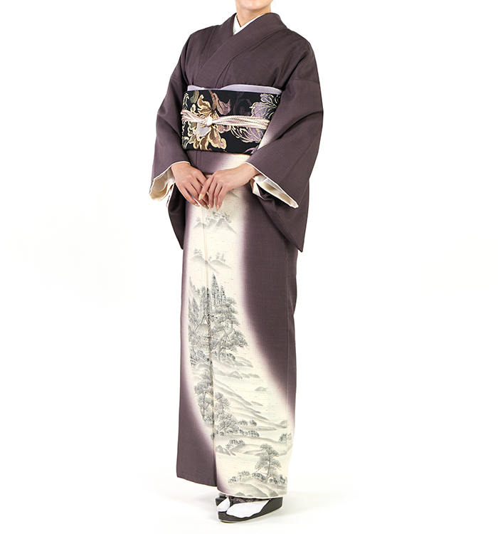 紬 手描友禅作家 訪問着 No.AD-0626-Mサイズ