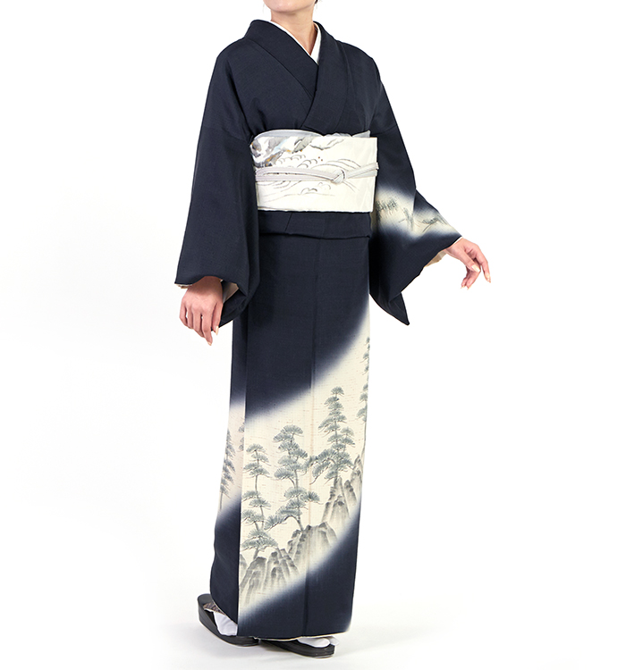 紬 手描友禅作家 訪問着 No.AD-0628-Mサイズ