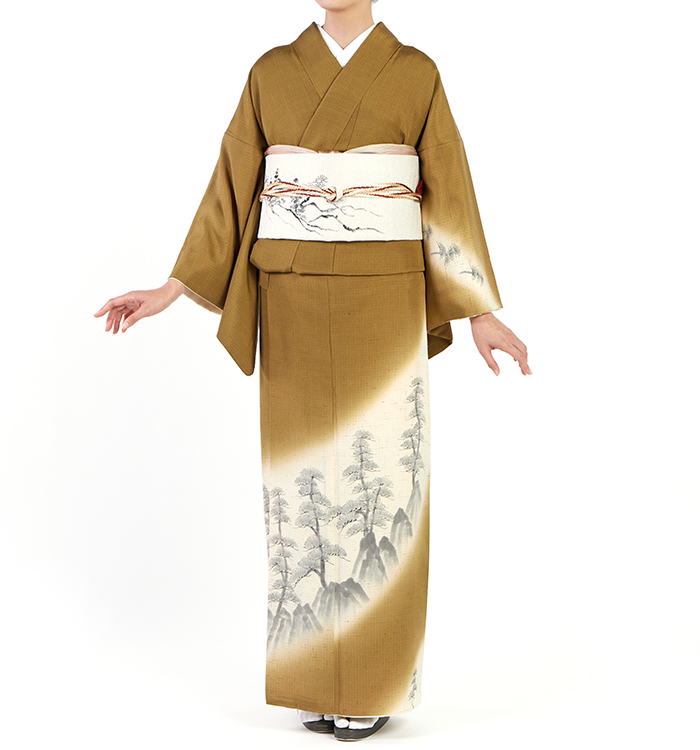 紬 手描友禅作家 訪問着 No.AD-0630-Lサイズ