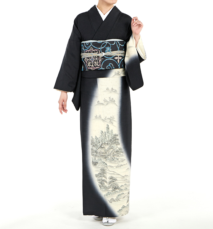 紬 手描友禅作家 訪問着 No.AD-0635-Mサイズ