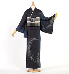 訪問着　フルセット　渋い　地紋　金彩加工　着物　H5 a2311501】訪問着 フルセット 京友禅 モダン 金彩 シルク正絹100