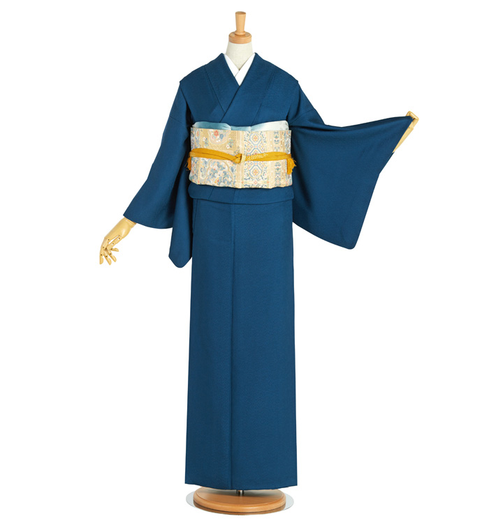 単衣着物+長襦袢　色無地　フルセット　地紋　綸子　山吹色　シンプル　着物　L4 楽天市場】着物（種類（着物）色無地）（和服｜レディース