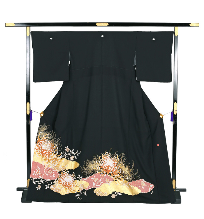 coページ 希少 裄65 着物 黒留袖 作家物 般若 比翼 U-7783 2285 黒留袖 加賀友禅 作家物 単品 Kaga Yuzen Tomesode