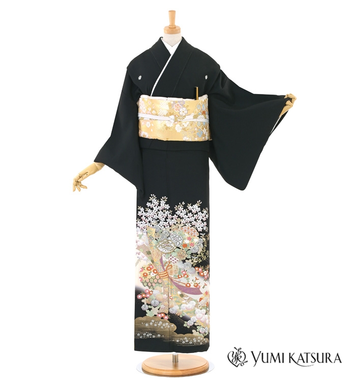 799　バードです　未使用品　高島屋誂え　作家もの　黒留袖　5点フルセット 974 正絹 未使用品 高島屋誂え 作家もの金彩友禅 黒留袖5点フルセット