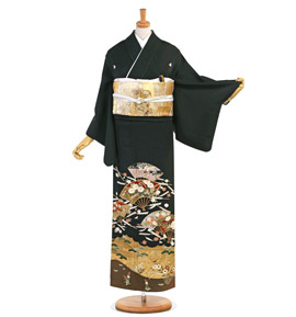 黒留袖 花柄 鶴模様 絹製 谷崎潤一郎の世界 帯 金 セット 谷崎潤一郎の世界 黒留袖 No.CA-2236-Sサイズの通販｜きもの365