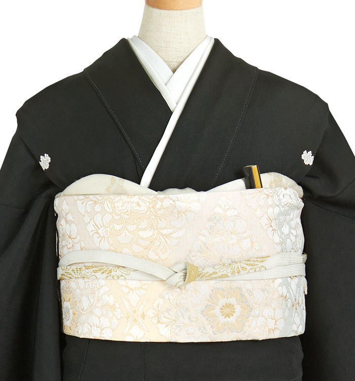 ＊ 市松人形 15号 アンティーク 黒留袖 着物 帯 ＊ 留袖 明治 黒留袖 No.CA-1691-Mサイズのレンタル｜きもの365