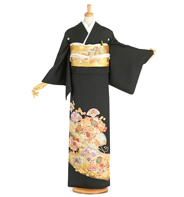 黒着物 ヴィンテージスタイル 黒/真っ黒 アンティーク調 無地 大人っぽい