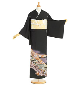 【帯・逸品】辻が花 黒留袖 No.CA-1784-Mサイズ