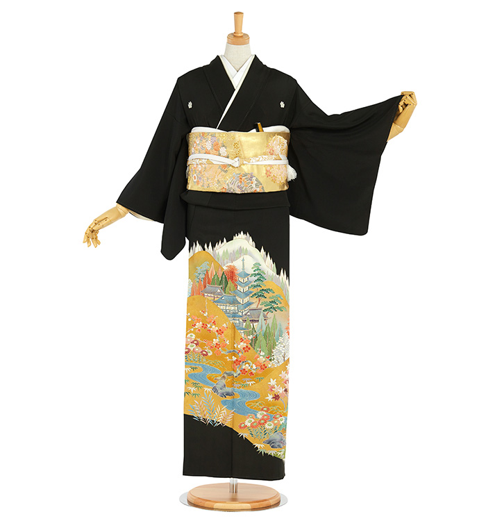 往復送料無料 2泊3日 レンタル 黒留袖 レンタル Sサイズ No.2215 黒留袖 No.CA-2215-Sサイズのレンタル｜きもの365