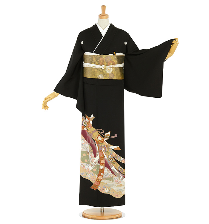 D93 黒留袖 華文 金彩 正絹 着物 袷 美品 山本寛斎 単衣黒留袖 No.CC-1593-Mサイズのレンタル｜きもの365