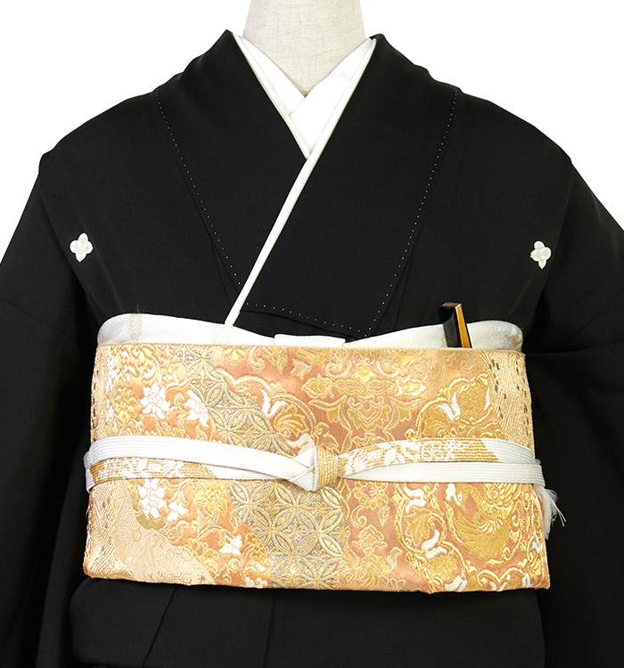 レンタルするより安い！留袖.帯セット 金彩友禅 胡蝶蘭 黒留袖レンタル 236番 20点フルセットレンタル