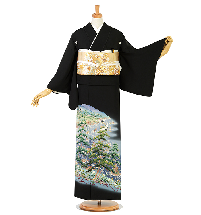 黒留袖　着物のみ　 最終お値下げ価格です。 レンタル黒留袖詳細・商品番号T548-1 鳳凰花づくし 50-60代｜黒