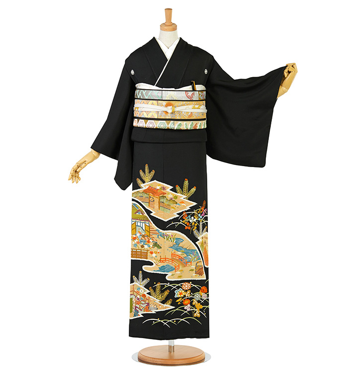 ￼ 一点物　正絹　着物　個性的トップス　ハンドメイド　kimono 黒留袖　刺繍 一点物 正絹 着物 個性的トップス ハンドメイド kimono 黒留袖 刺繍