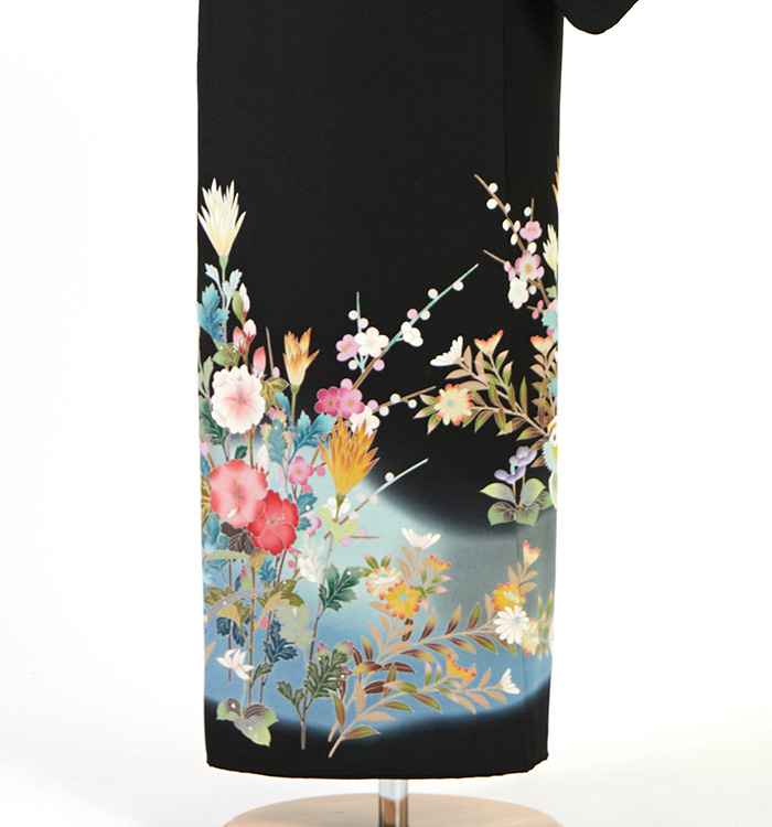 正絹黒留袖　友禅　花籠文　⑥( 訪問着、紬、袋帯なども出品) 友禅 黒留袖 No.CA-2584-Sサイズの通販｜きもの365