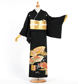 4点セット【色留袖＋袋帯】正絹　色留袖　松梅菊鶴堤にか金箔　比翼無し　一つ紋 色留袖の人気・おすすめ商品一覧｜着物レンタル・通販【きもの