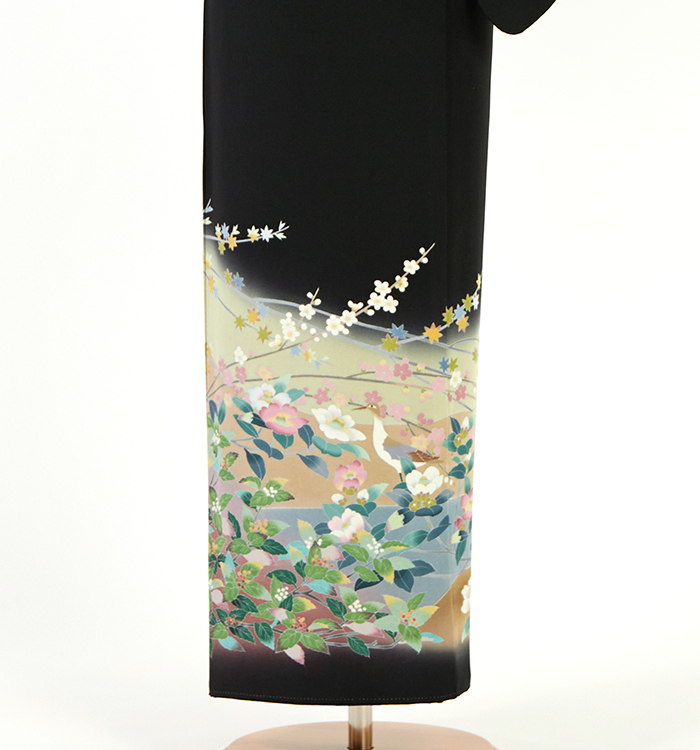 黒留袖/美品/作家物/友禅/仕立上がり/適応身長148～155㎝/10450 手描友禅作家 黒留袖 No.CA-2664-Mサイズのレンタル｜きもの365