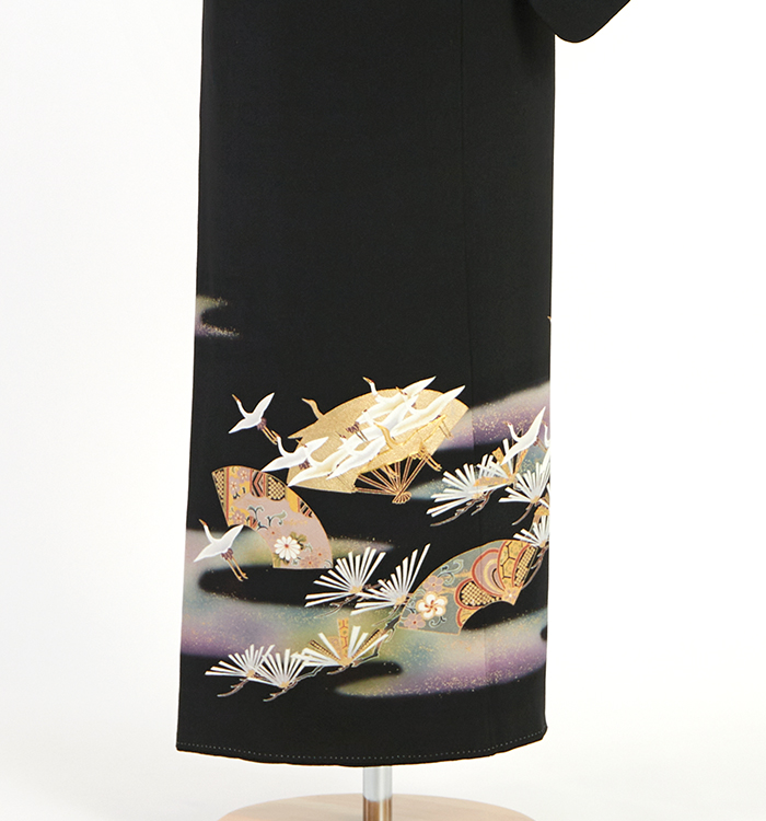 1580+1535　たっかこ☆大島紬ガウチョ＆ストール+ショルダー留袖 黒留袖 No.CA-2682-Sサイズの通販｜きもの365