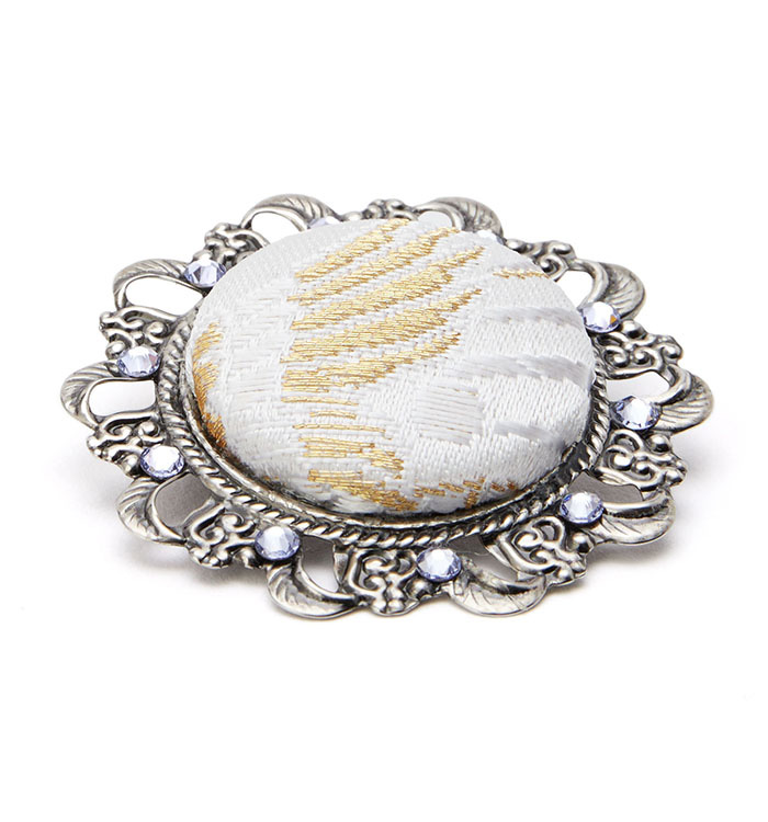 KV銀製＊白バラのブローチ ドイツ製 silver × glass enamel オックス